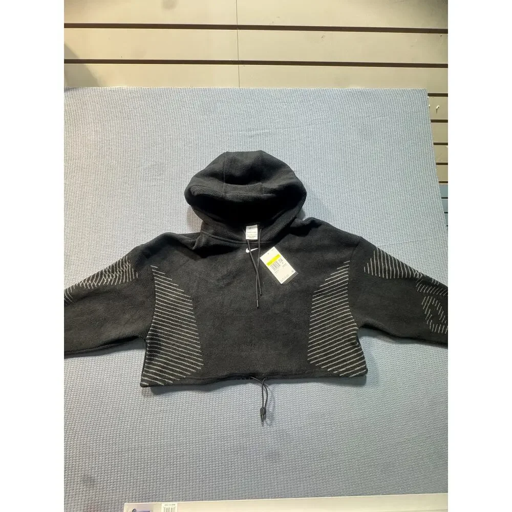 Nike Pro Therma-FIT ADV Cropped Fleece Hoodie Women's Sz S Black Brand New